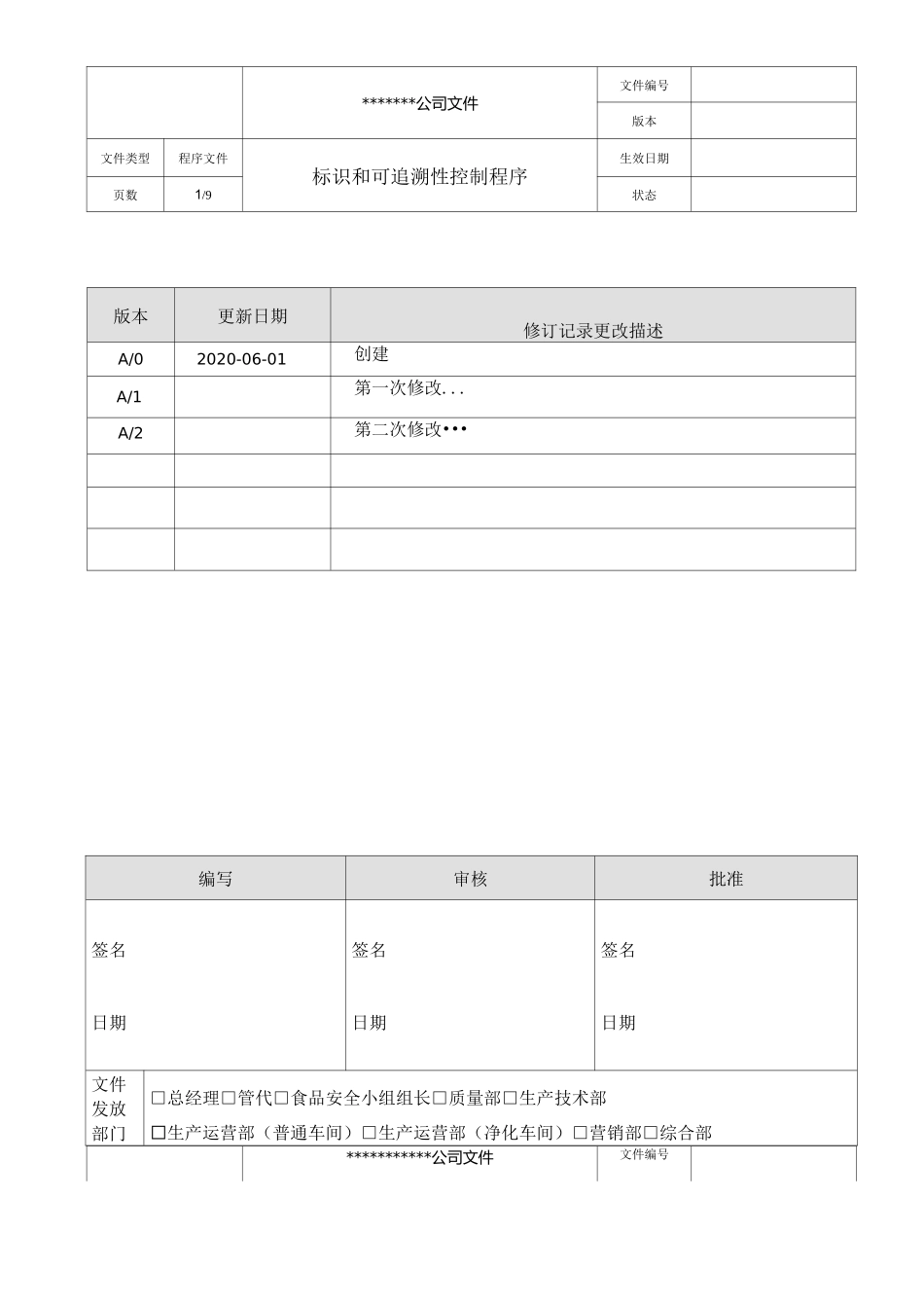 标识和可追溯性控制程序(医疗与食品类)_第1页