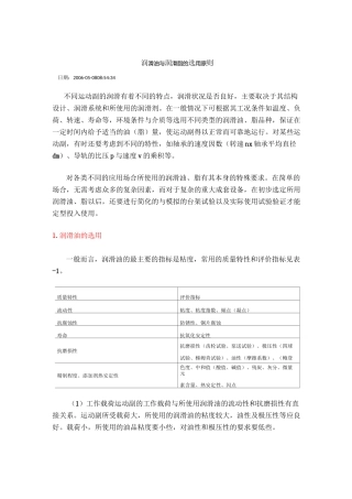 润滑油与润滑脂的选用原则