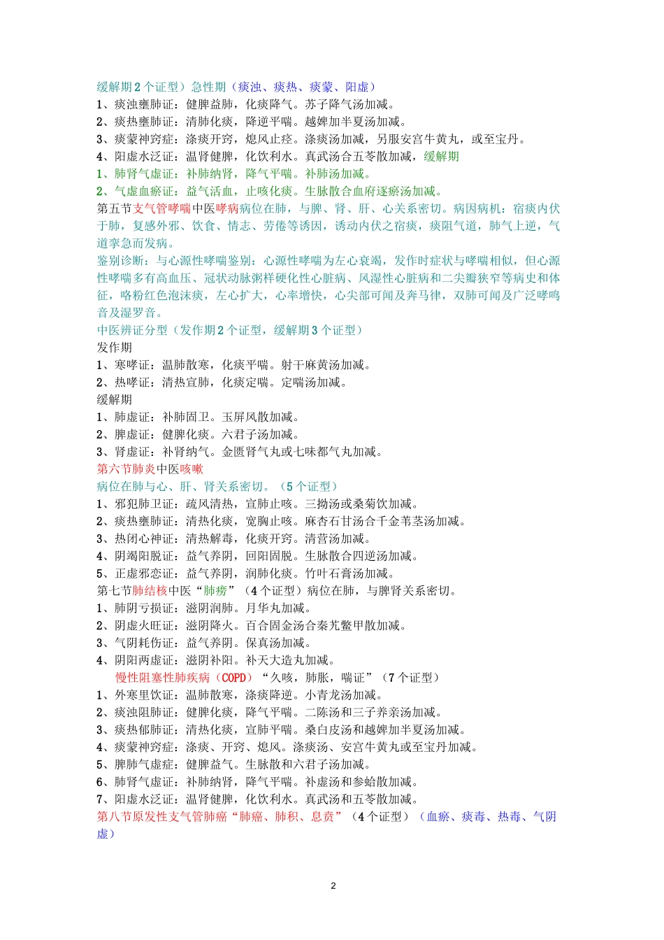 中西医结合内科 中医病证证型_第2页
