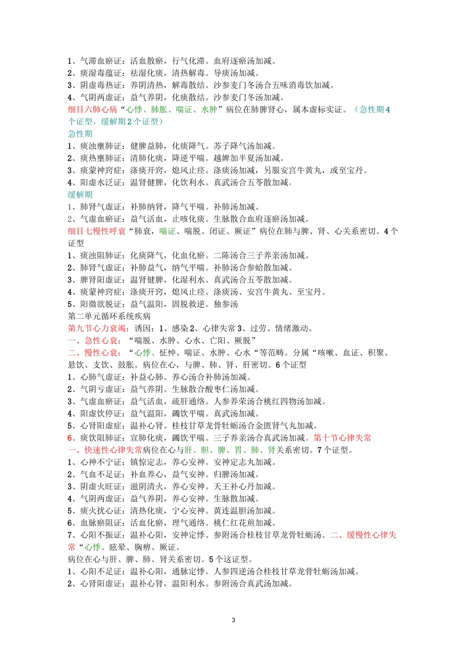 中西医结合内科 中医病证证型_第3页