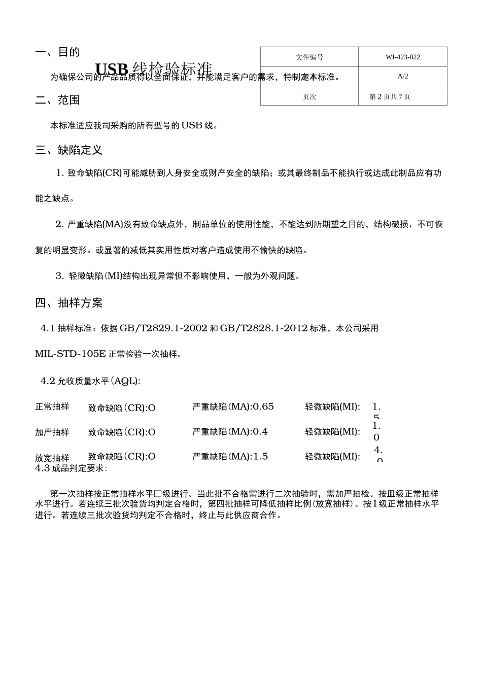 USB线检验标准_第2页