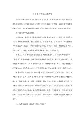 初中语文教学反思集锦