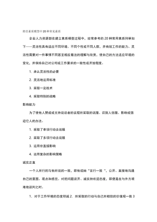 20种常见胜任素质模型