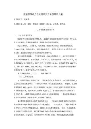 旅游管理重点专业建设及专业群建设方案