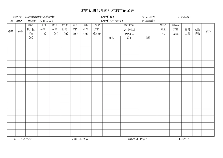 旋挖桩基原始记录表_第1页