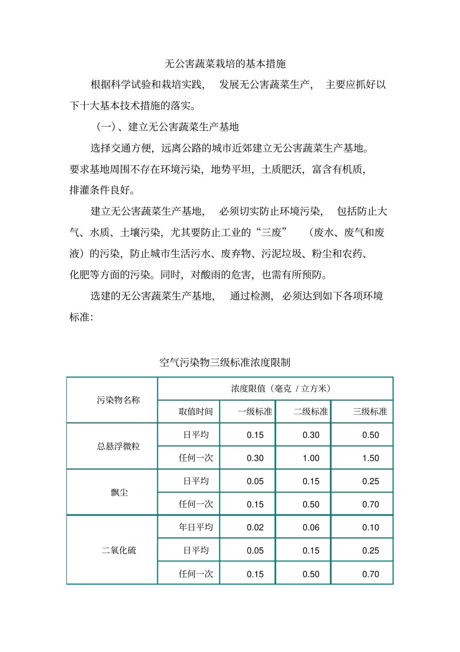 无公害蔬菜栽培的基本措施汇总_第1页