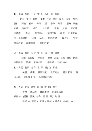 无双大蛇Z全武将武器属性搭配