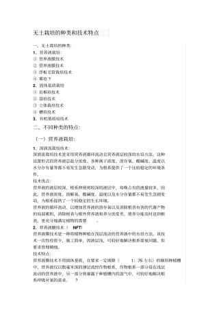 无土栽培的种类和技术特点