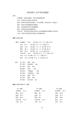 无机材料工艺学考试试题库讲解