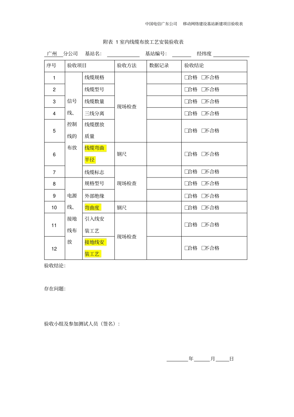 无线网基站新建项目单基站验收表格最终版_第2页