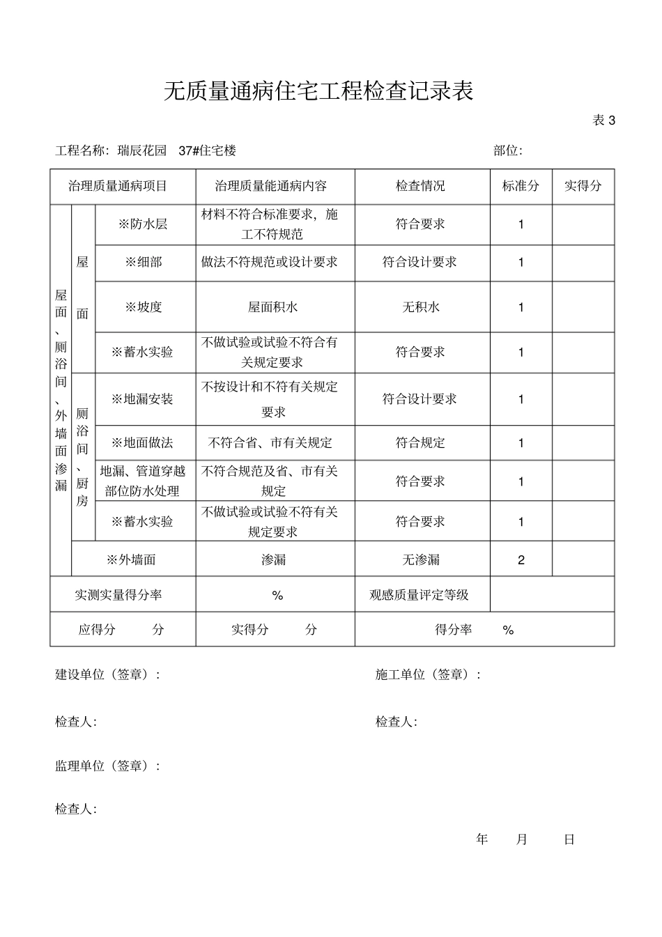 无质量通病住宅工程检查记录表_第3页