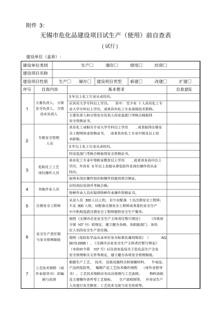 无锡危化品生产企业建设项目试生产前自查细则