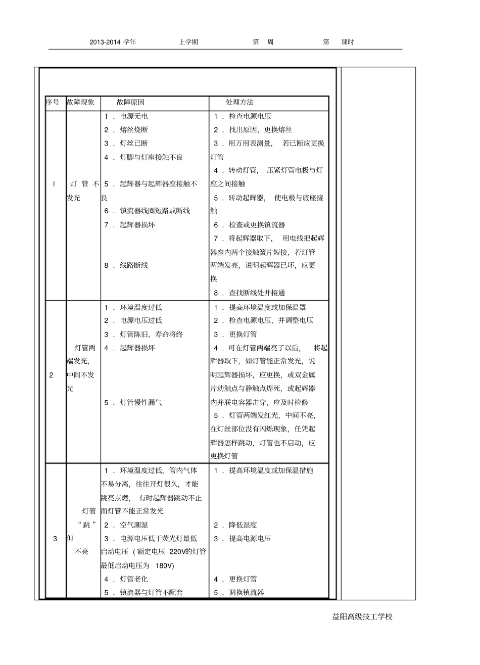 日光灯照明电路教学导案_第3页