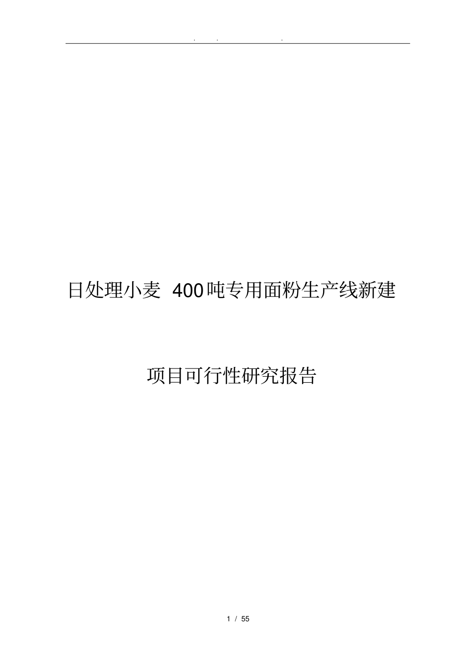 日处理小麦400吨专用面粉生产线新建项目可行性实施报告_第1页