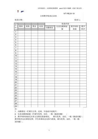 日常教学检查记录表