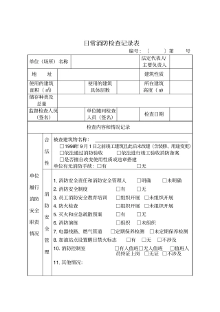 日常消防检查记录表格
