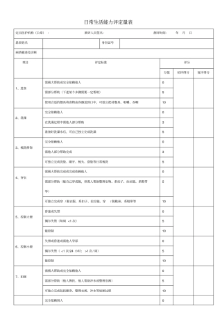 日常生活能力评定量表75944