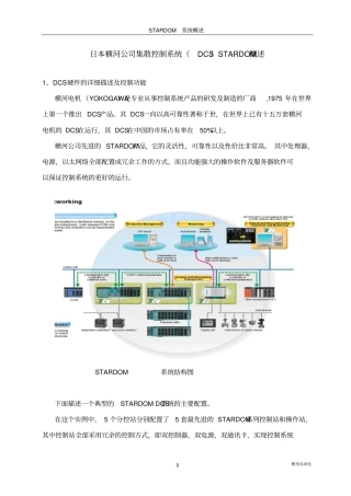 日本横河公司集散控制系统dcsstardom概述