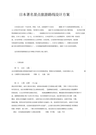 日本著名景点旅游路线设计方案资料