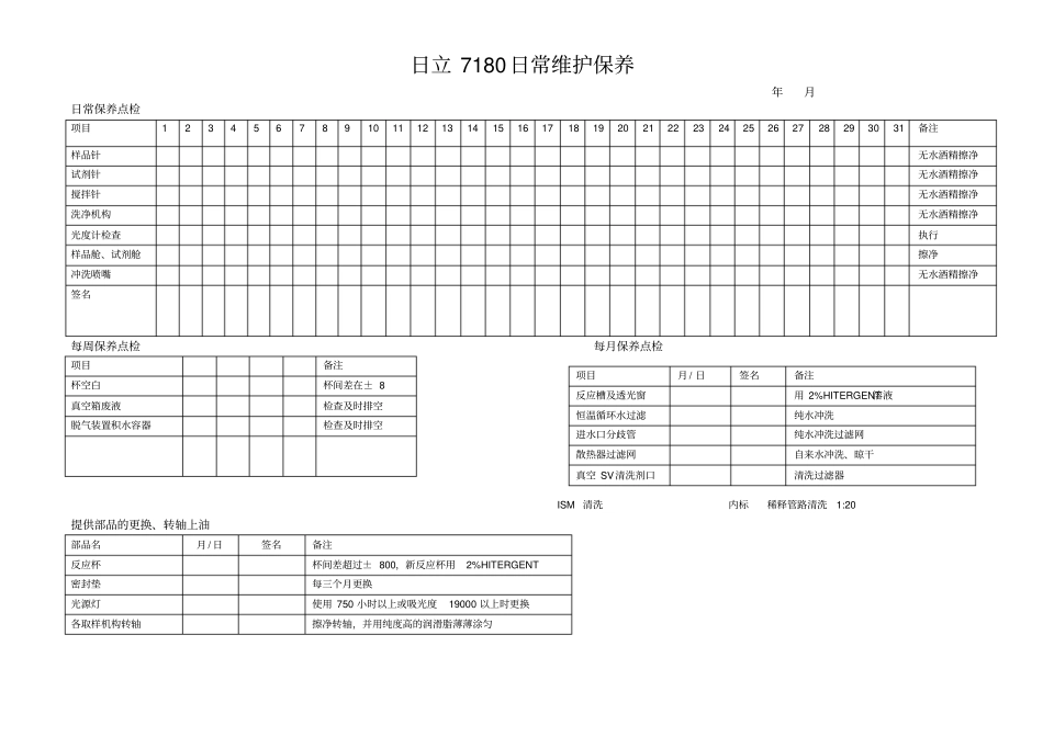 日立7180日常维护保养_第1页