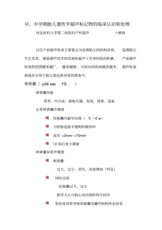 早、中孕期胎儿遗传学超声标记物的临床认识与处理