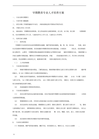 早期教育专业课程设置