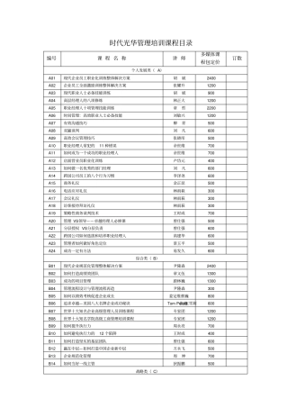 时代光华管理培训课程目录