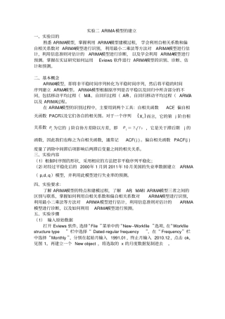 时间序列上机试验-ARIMA模型建立季节乘积模型资料