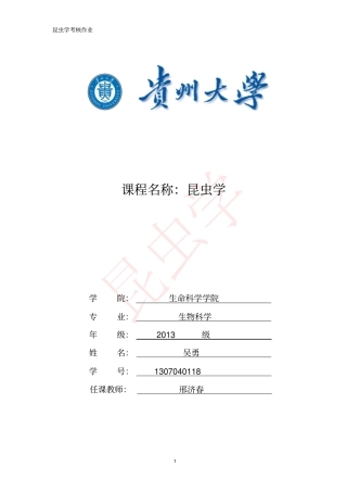 昆虫学作业汇总