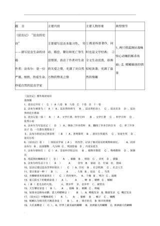昆虫记阅读题含答案
