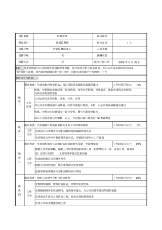 明达集团计划监督部经营督导职务说明书