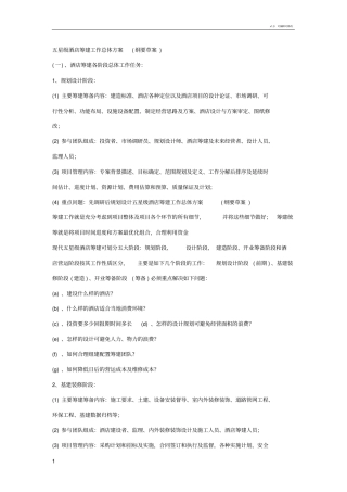 星级酒店筹建工作总体方案