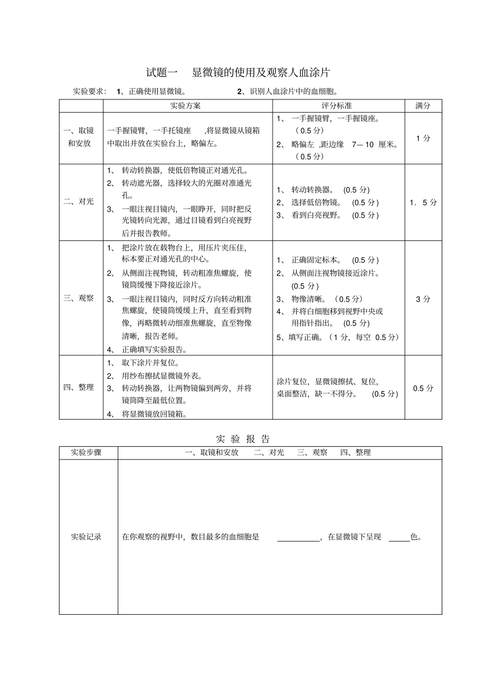 显微镜的使用与观察人血涂片1_第1页