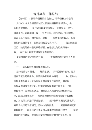 晋升副科工作总结