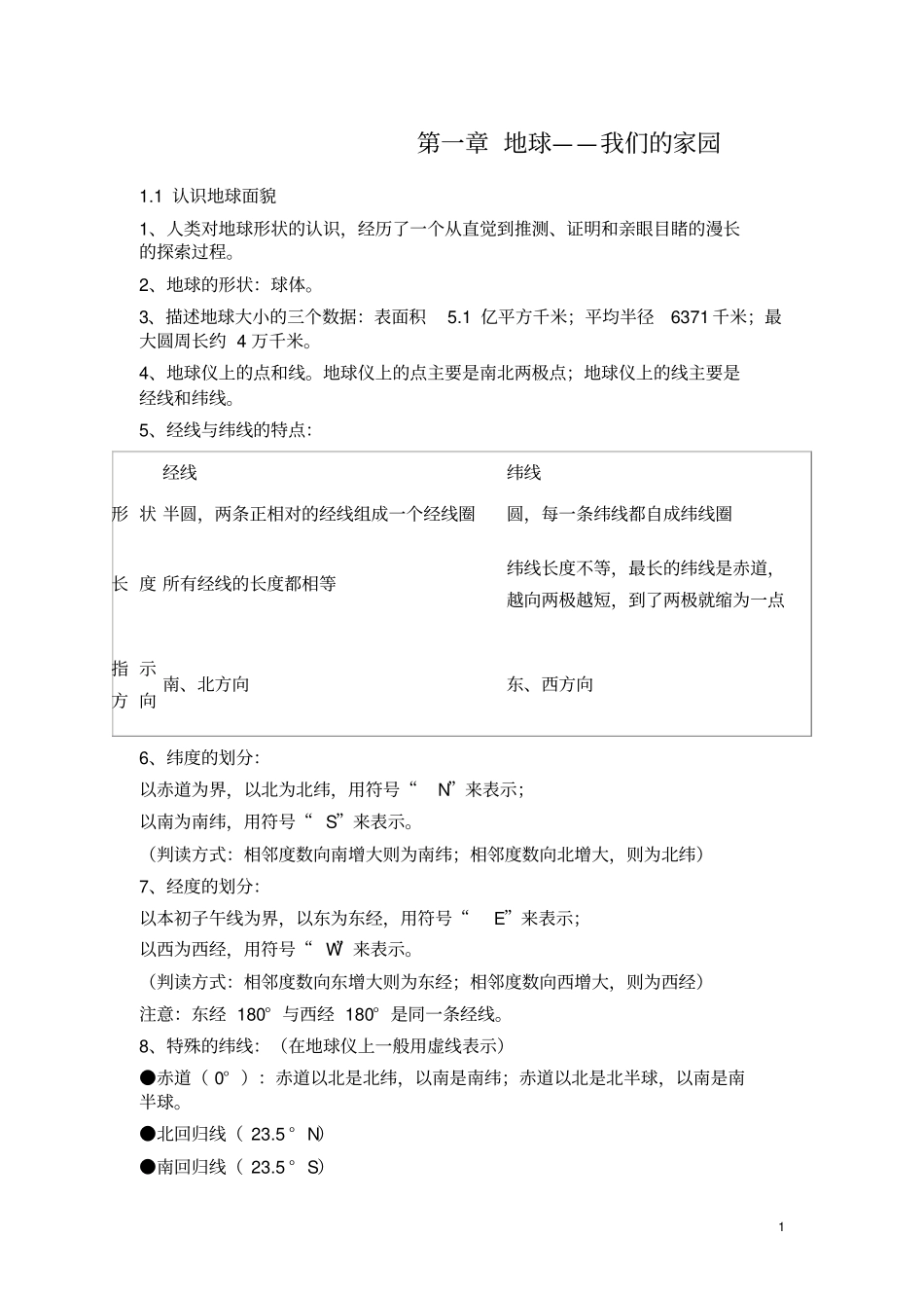晋教版七年级地理上册知识点良心出品必属精品_第1页