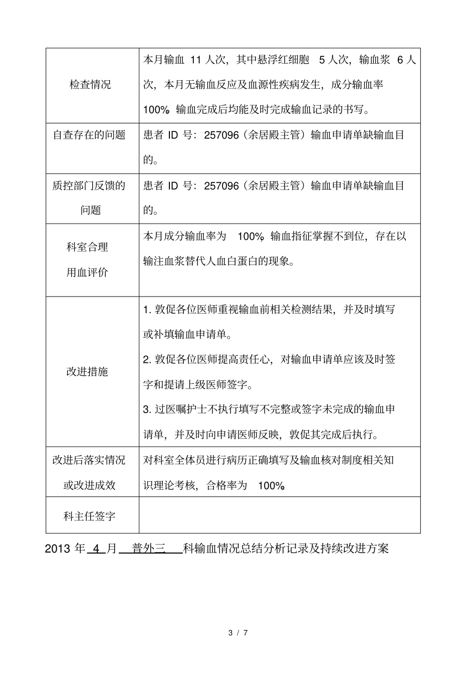 普外三--科输血情况总结分析记录及持续改进方案_第3页