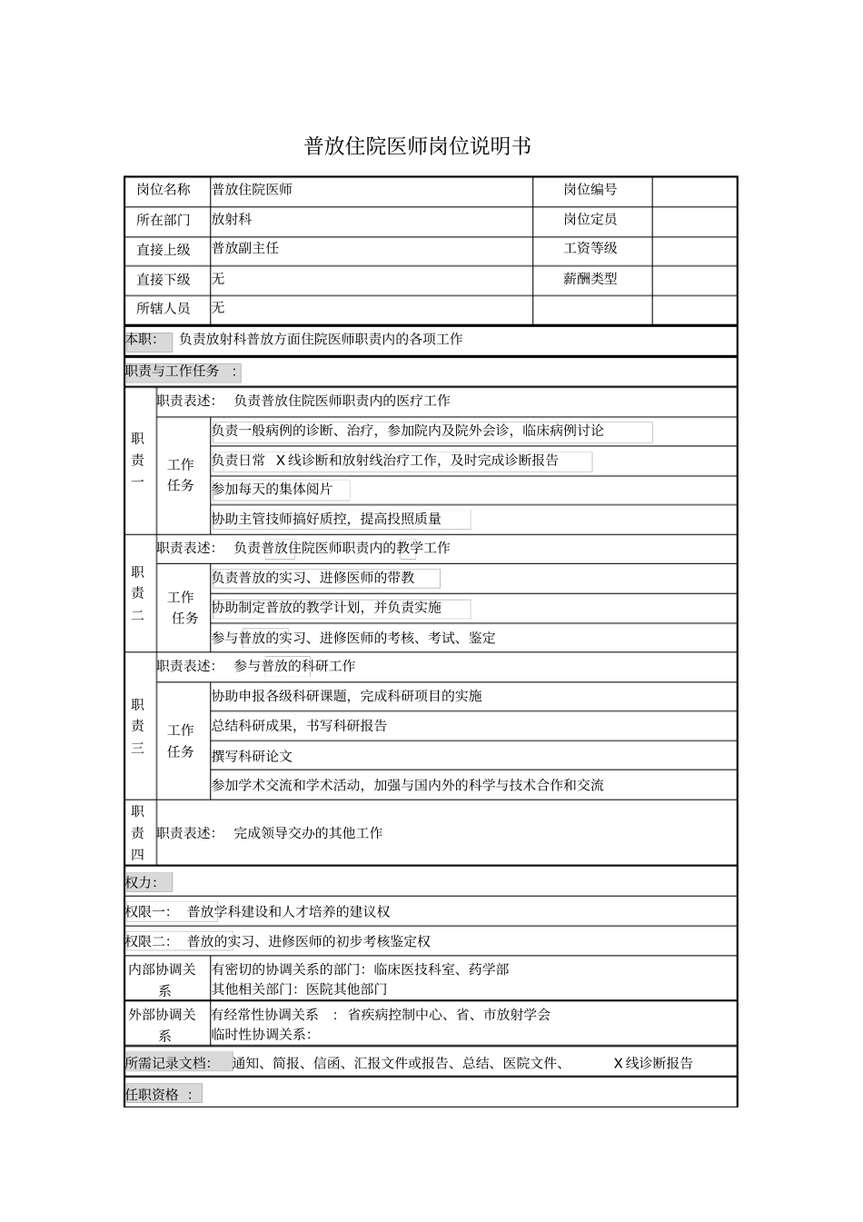 普放住院医师岗位说明书_第1页