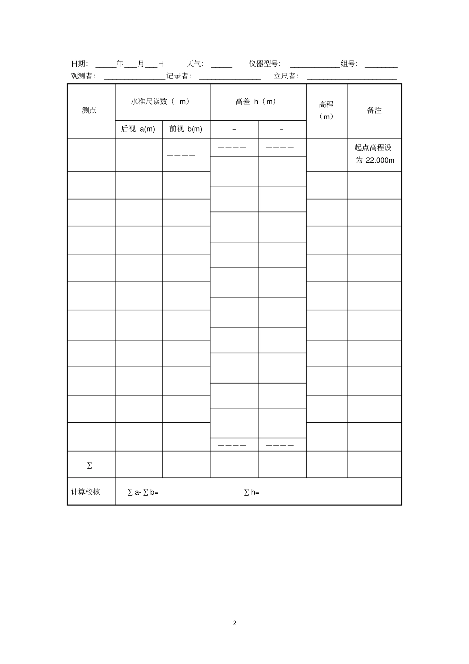 普通水准测量记录表_第2页