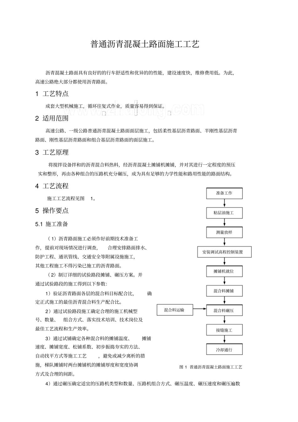 普通沥青混凝土路面施工工艺_第1页