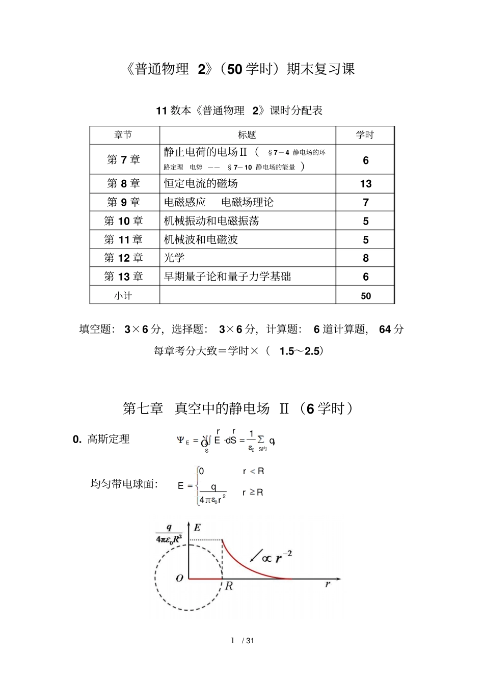 普通物理期末复习课数本,_第1页