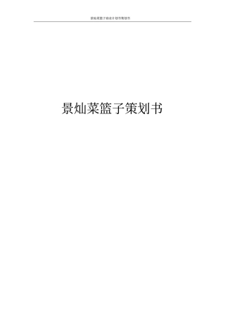 景灿菜篮子可行性研究报告计划书