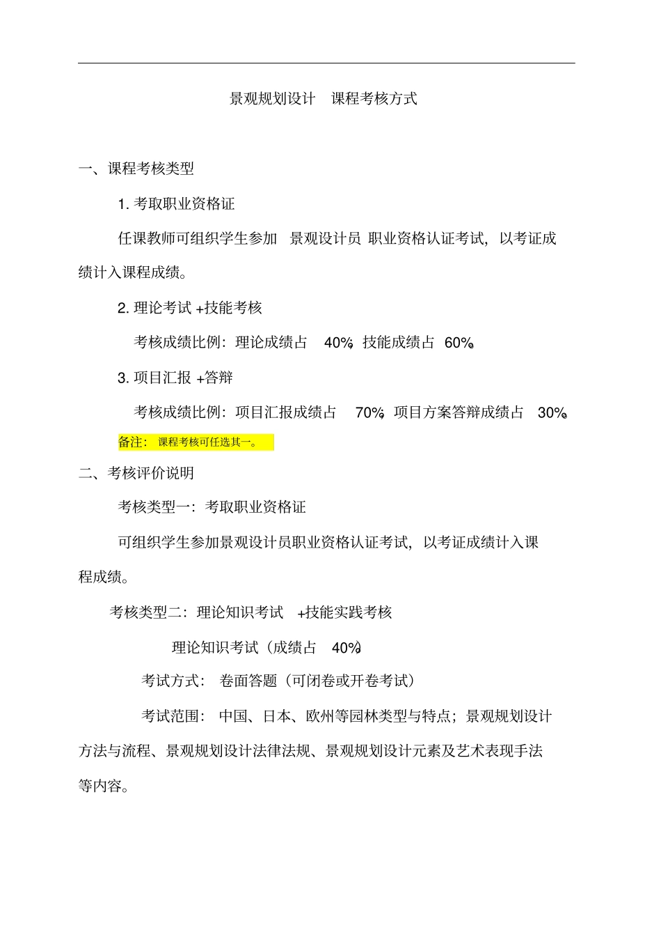 景观规划设计课程考核方式_第1页