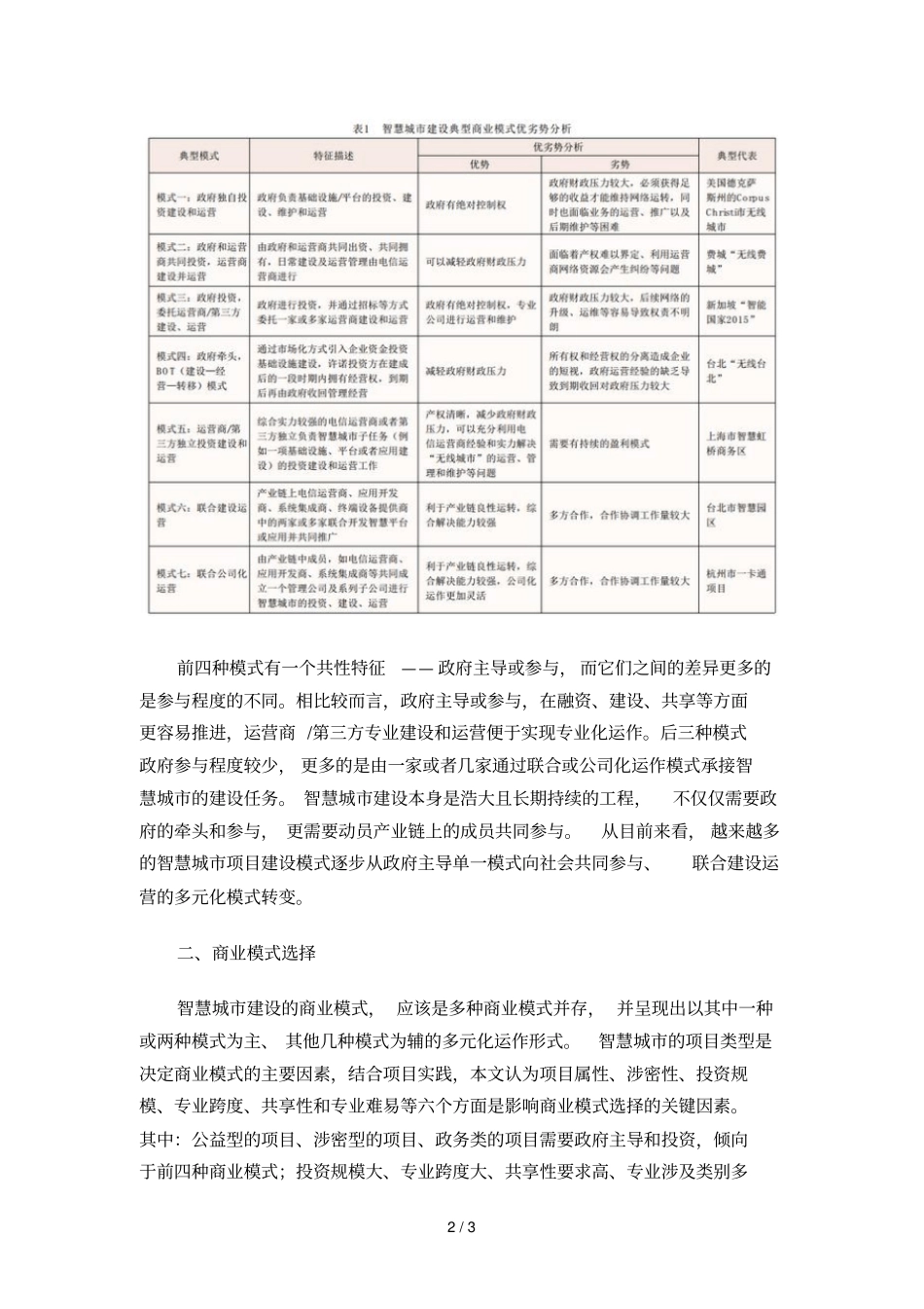 智慧城典型商业模式研究分析和选择版_第2页
