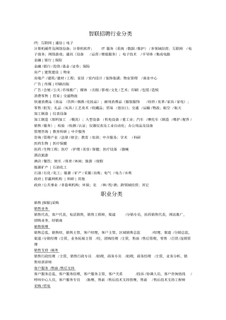 智联招聘行业、职业分类讲解