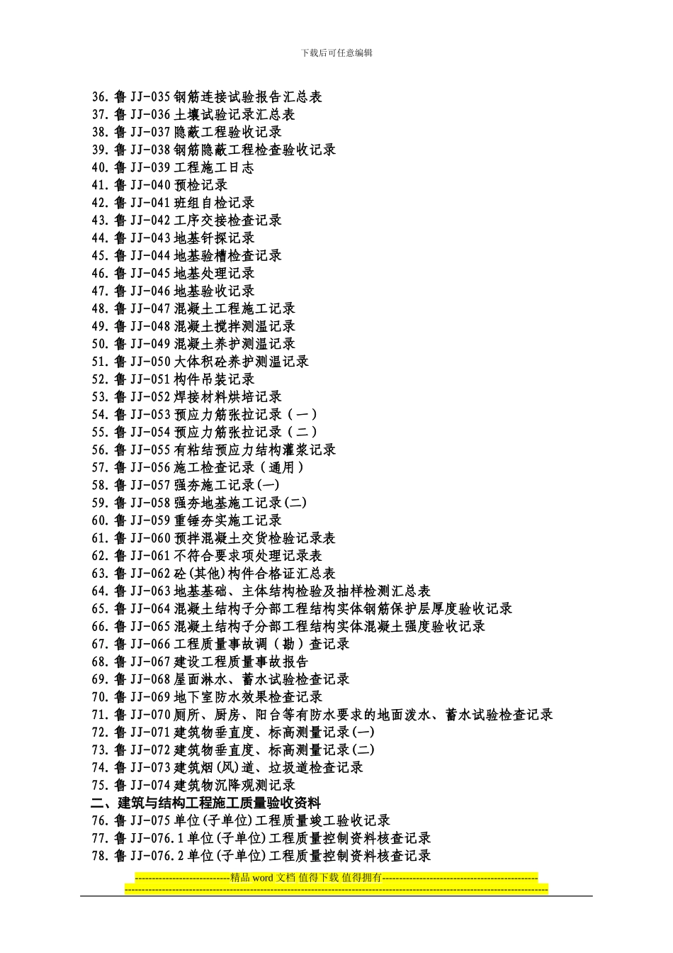 2土建单位工程施工技术资料组卷目录及表式_第3页