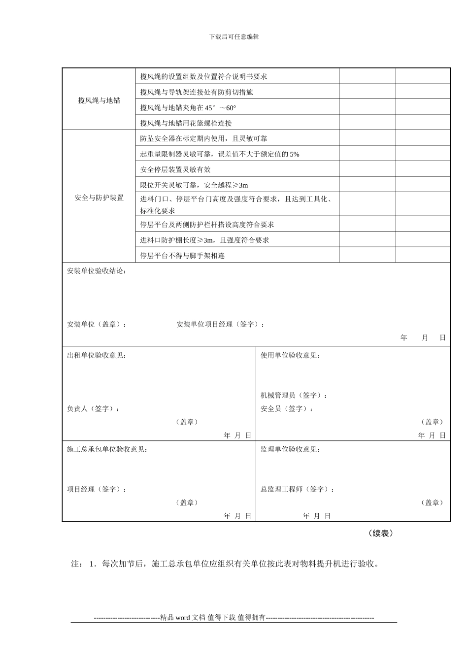 3.建筑施工起重机械物料提升机安装验收记录表_第2页
