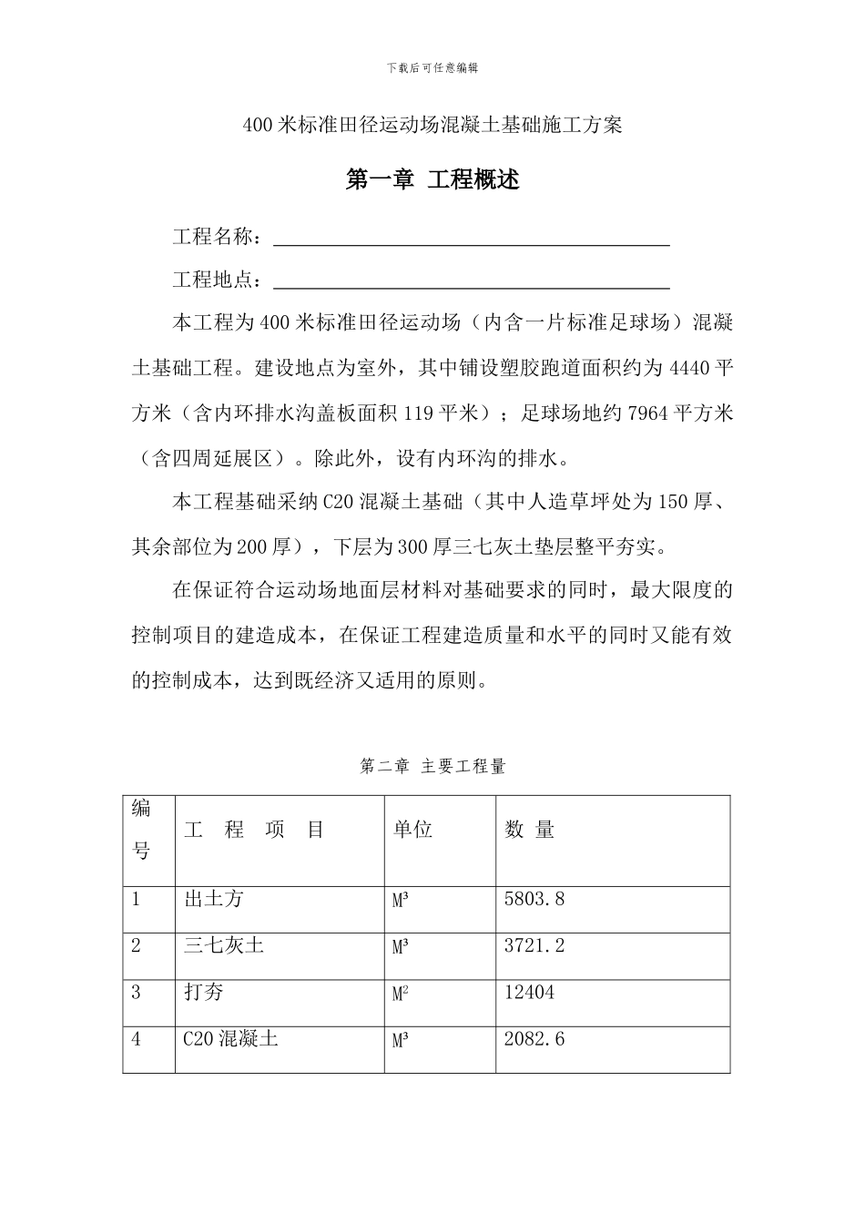 400米标准田径运动场混凝土基础施工方案[1]_第1页