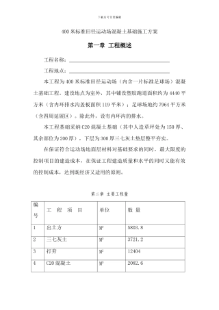 400米标准田径运动场混凝土基础施工方案[1]