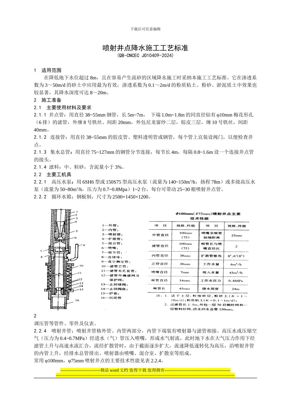 4.09喷射井点降水施工工艺标准_第1页