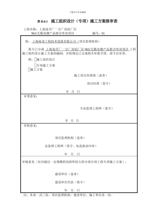 B.0.1施工组织设计或施工方案报审表